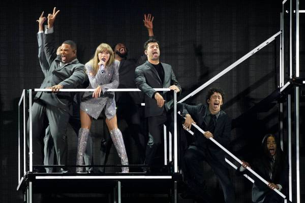 Taylor Swift performs during the opener of her Eras tour Friday, March 17, 2023, at State Farm ...