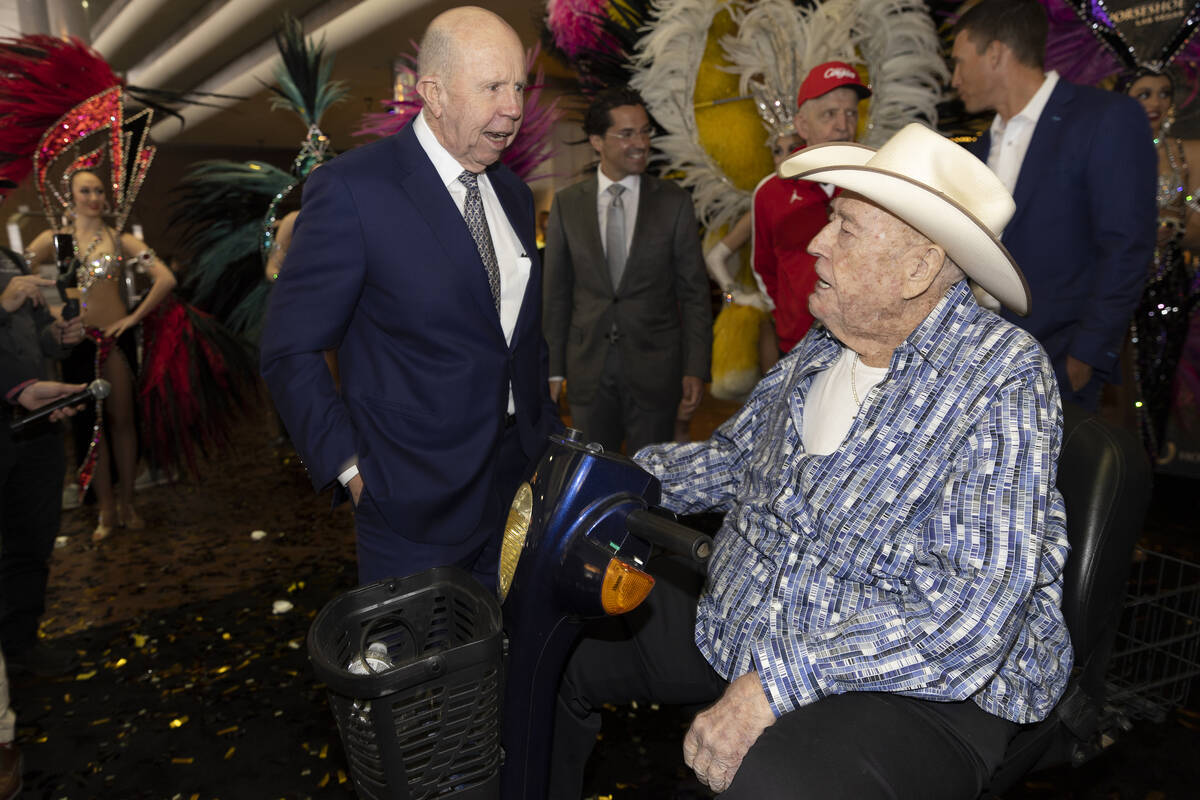 Jack Binion, left, Las Vegas gaming legend and whose father opened the original Horseshoe Club ...