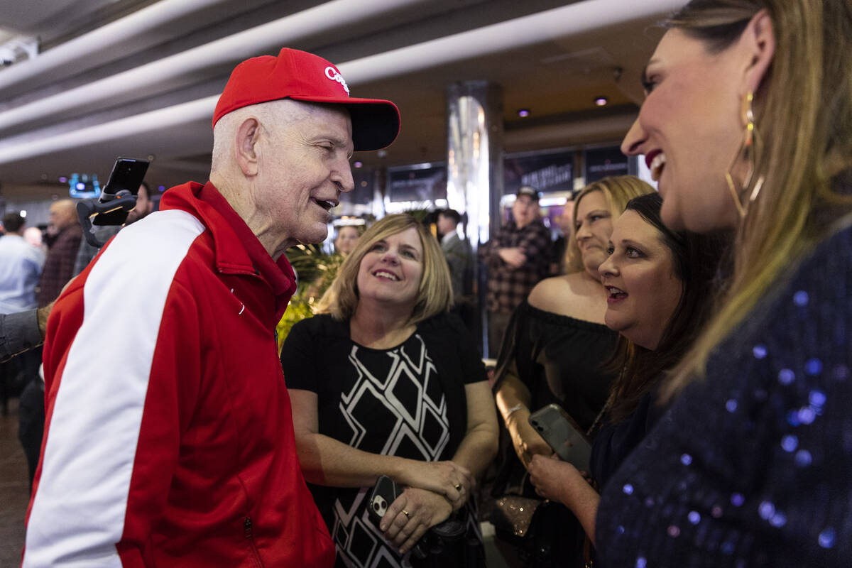 Jim “Mattress Mack” McIngvale talks to fans during the grand opening celebration ...