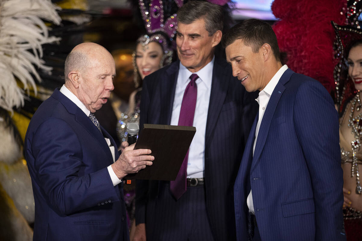 Jack Binion, from left, Las Vegas gaming legend and whose father opened the original Horseshoe ...