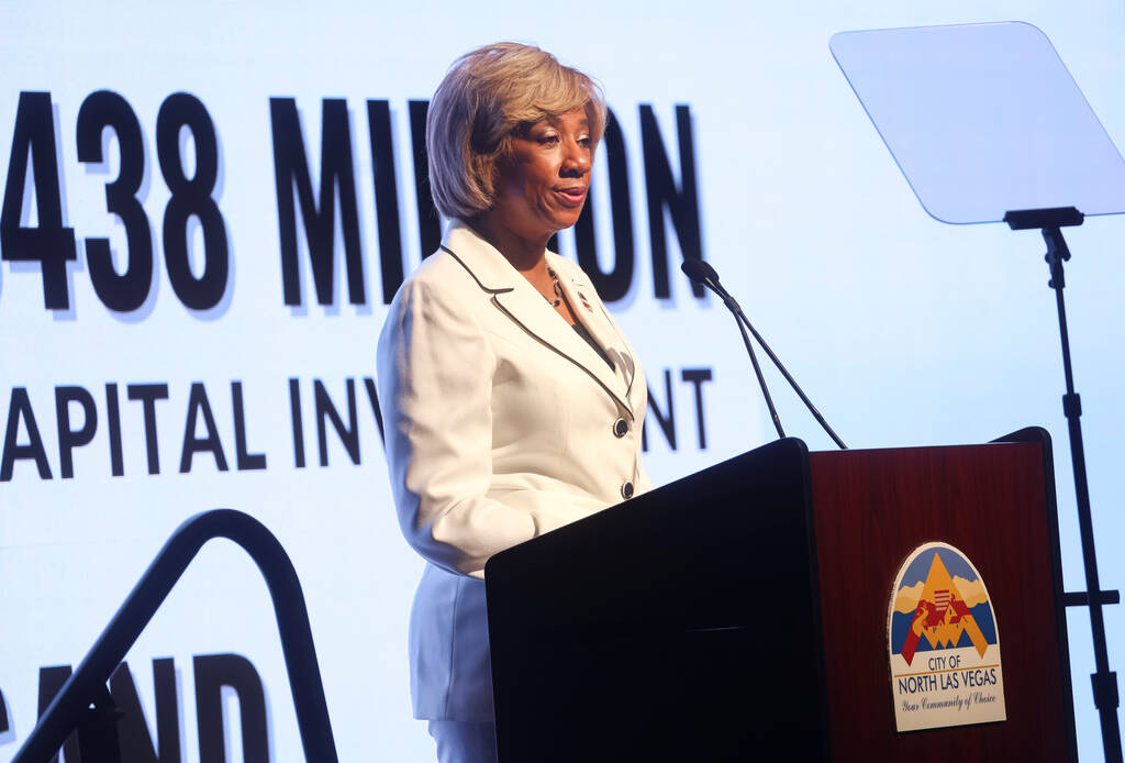 North Las Vegas Mayor Pamela Goynes-Brown speaks during the annual State of the City address at ...