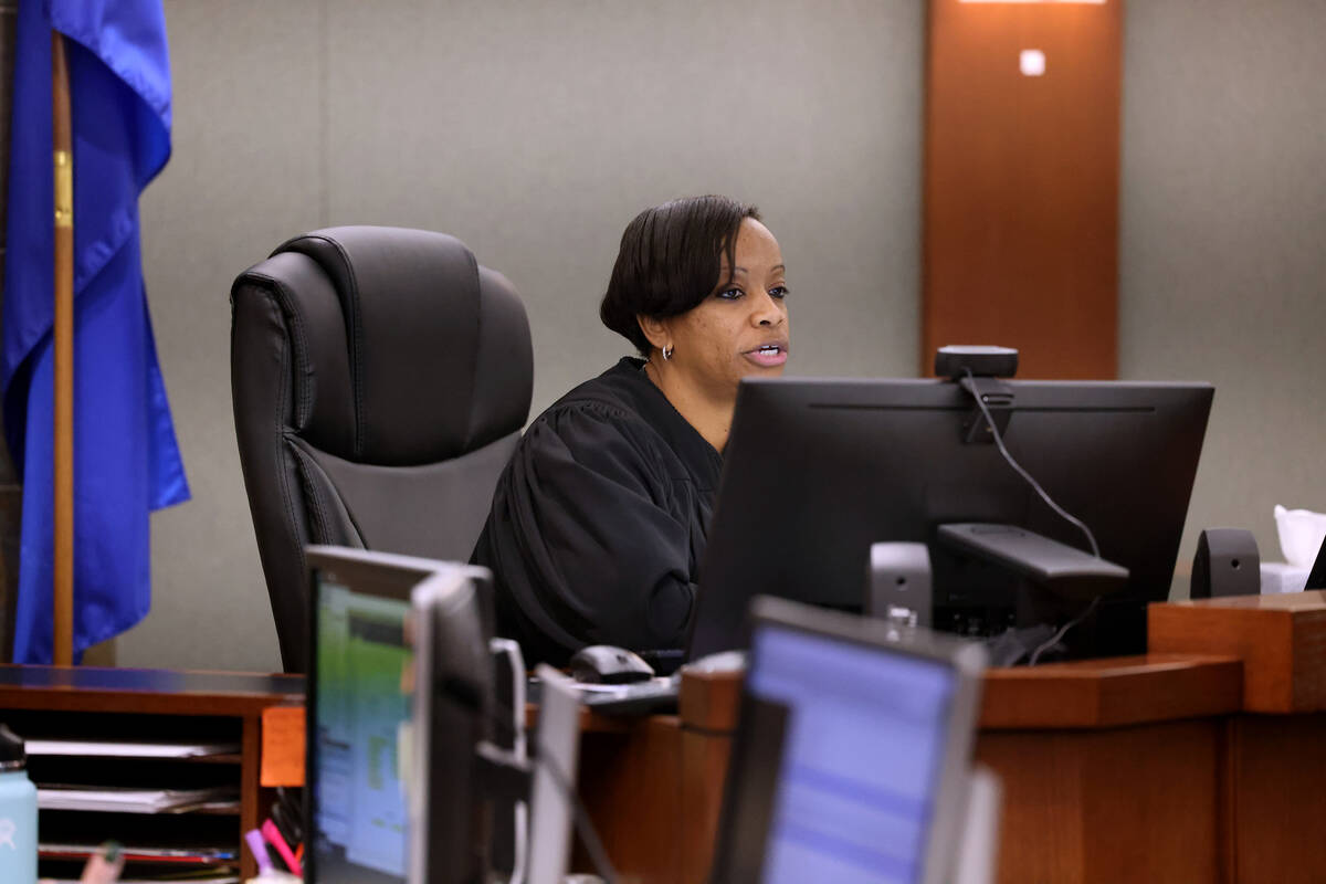 Clark County District Court Judge Tierra Jones presides in the case of Chan Park, charged with ...