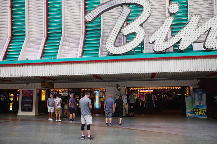 An entrance to Binion’s in Las Vegas on Sunday, July 18, 2021. (Rachel Aston/Las Vegas Review ...