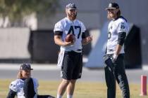 Raiders place kicker Daniel Carlson (2) long snapper Trent Sieg (47) and punter AJ Cole (6) tak ...