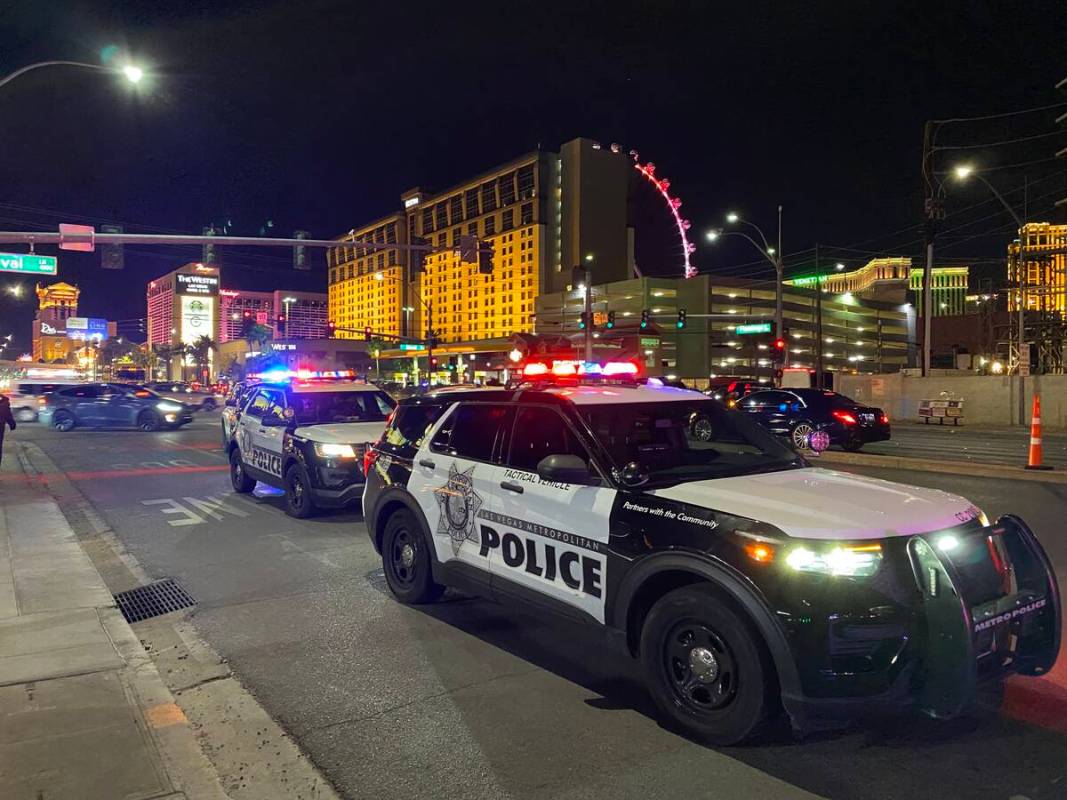 Las Vegas police were investigating a homicide inside a room at the Platinum Hotel, 211 E. Flam ...