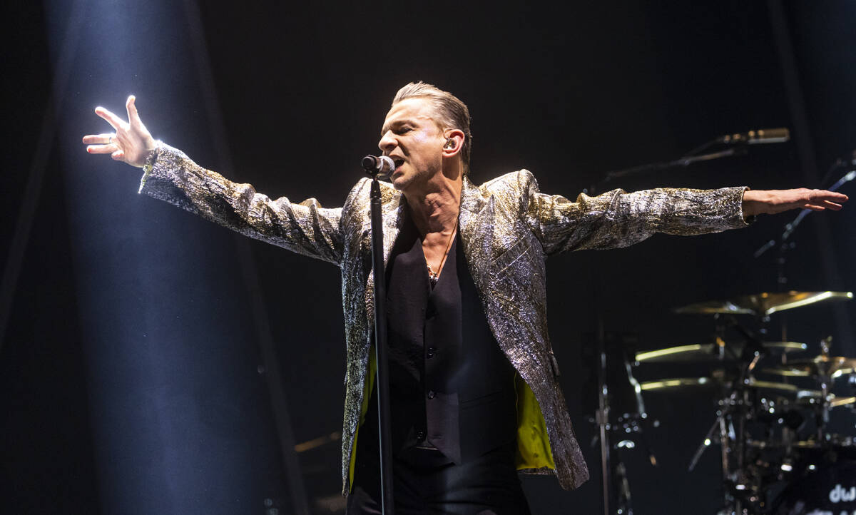 Dave Gahan of Depeche Mode performs at T-Mobile Arena on Thursday, March 30, 2023, in Las Vegas ...