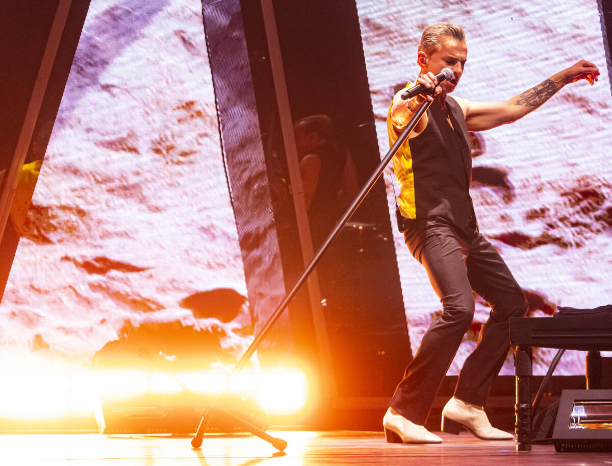 Dave Gahan of Depeche Mode performs at T-Mobile Arena on Thursday, March 30, 2023, in Las Vegas ...