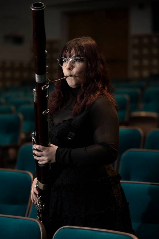 Cassandra Valenti plays her her bassoon at the Las Vegas Academy of the Arts Performing Arts Ce ...