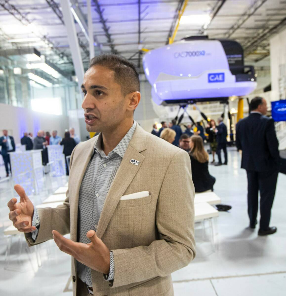 Ash Zare, training center leader for CAE Las Vegas, talks about CAE’s new flight training fac ...