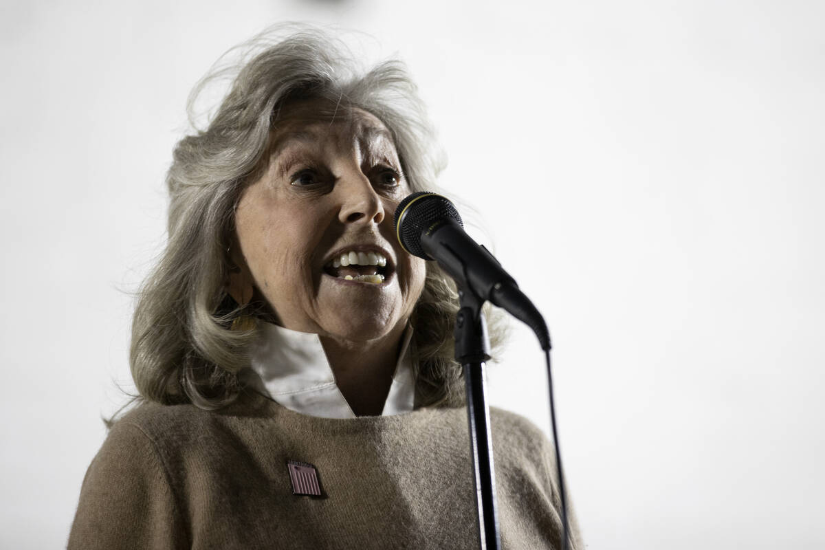 Rep. Dina Titus, D-Nev., speaks at the Huntridge Theater during an event to relight the histori ...