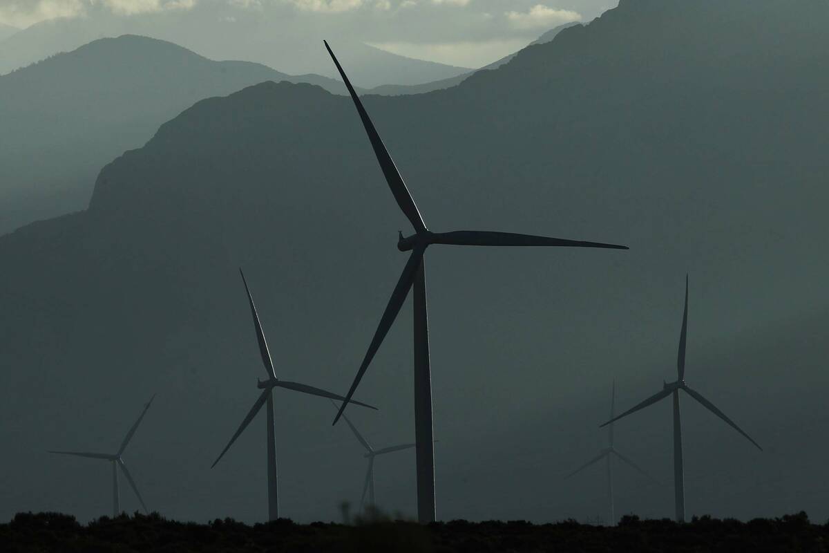 The Spring Valley Wind Farm as seen in the north Spring Valley near Great Basin National Park i ...