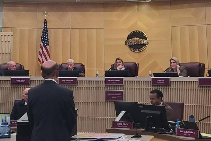 George Garcia speaks before the Henderson City Council. (Mark Credico)