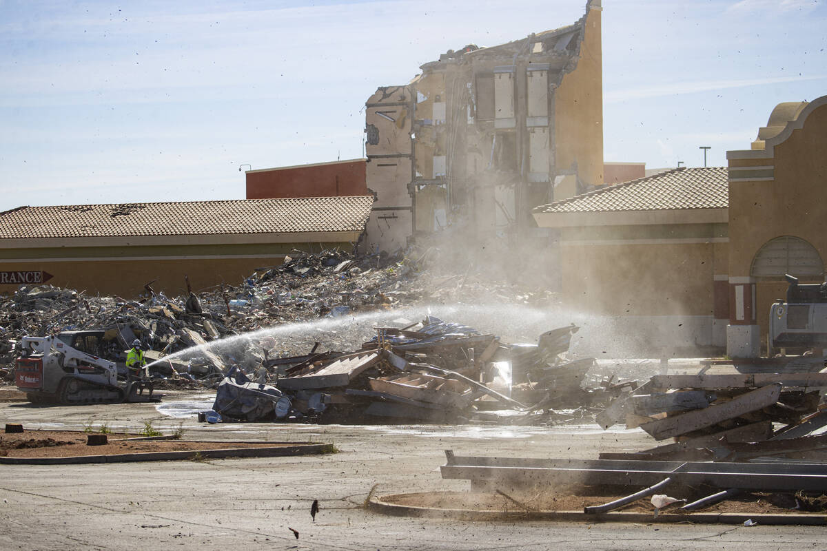 Crews work on the demolition of the Fiesta Rancho on Thursday, April 6, 2023, in North Las Vega ...