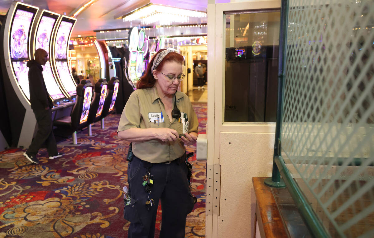 Meitenance Engineer Leslie Wilkerson works at the Four Queens in downtown Las Vegas Tuesday, Ap ...