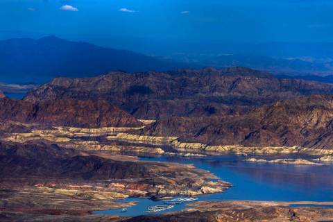 Land is exposed near Callville Bay and the narrows where there once was water along the Lake Me ...