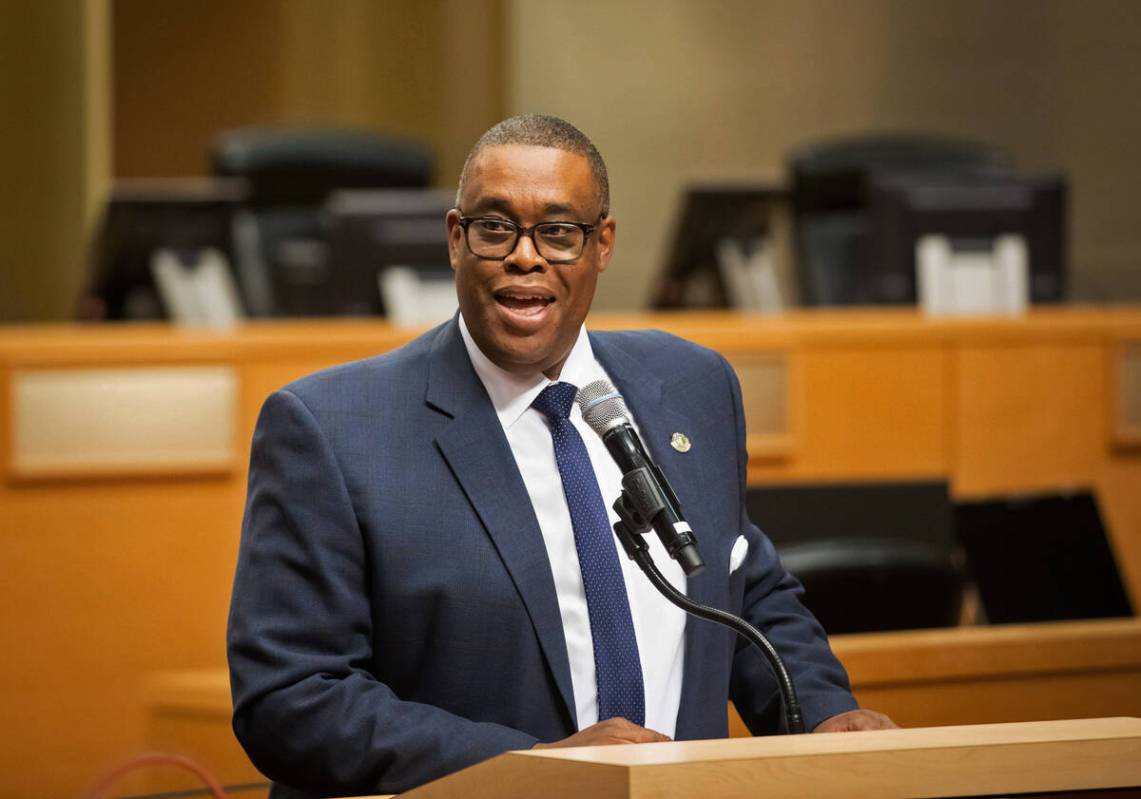 City councilman Cedric Crear speaks during the city of Las Vegas’ 9th annual Black Trail ...