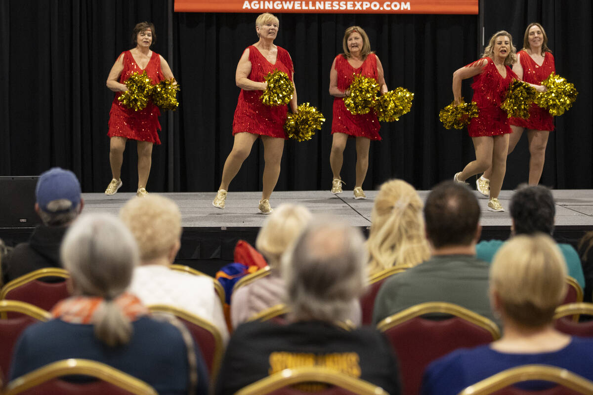 The Vegas Golden Gals, a senior pompom squad, perform during the Aging Wellness Expo at the Sou ...