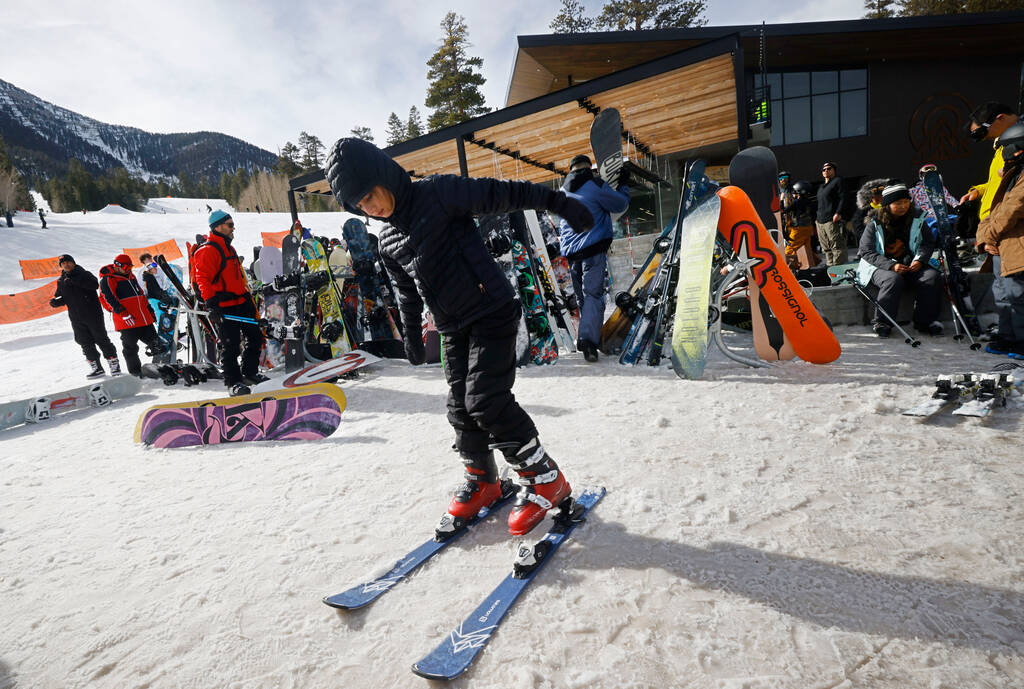 Parker Wasiak, 9, of Las Vegas, is ready to ski Monday, Dec. 26, 2022, at the Lee Canyon resort ...