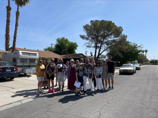 The group participating in The Nevada Preservation Foundation Home + History tours in 2019 bond ...