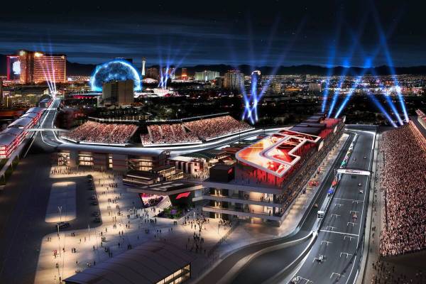 A rendering shows what the paddock area for the Formula One Las Vegas Grand Prix will look like ...