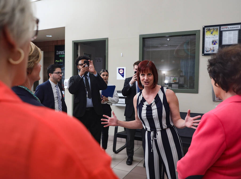 Brianna Barber, executive director, leads U.S. Rep. Susie Lee, D-Nev., and Sen. Jackie Rosen, D ...