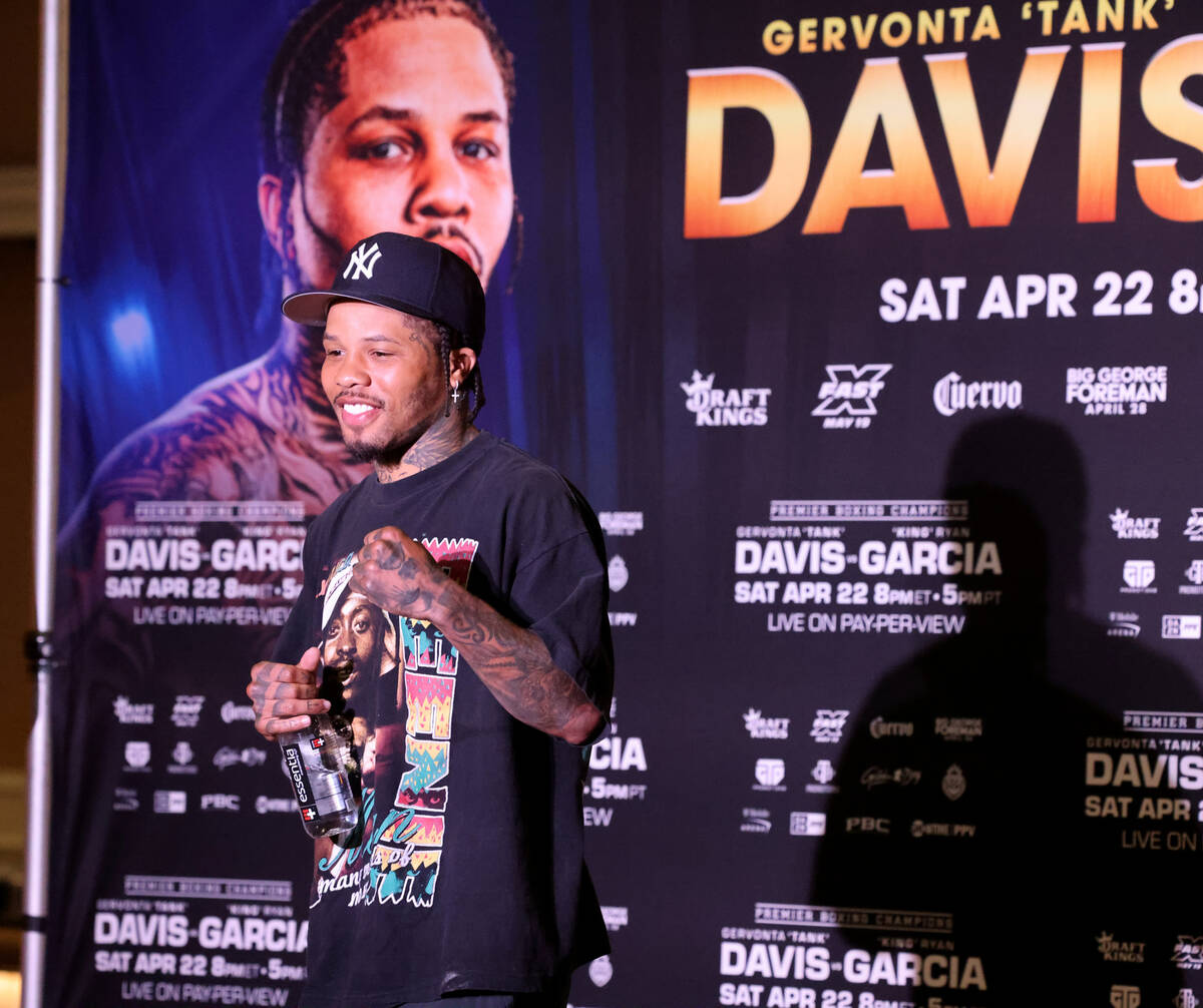 Gervonta Davis poses for the crowd during his grand arrival at MGM Grand Tuesday, April 18, 202 ...