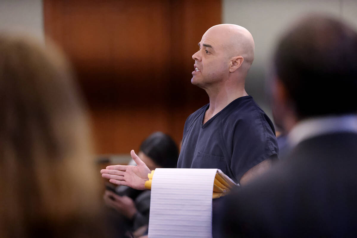 Former Clark County Public Administrator Robert Telles speaks in court during a hearing at the ...