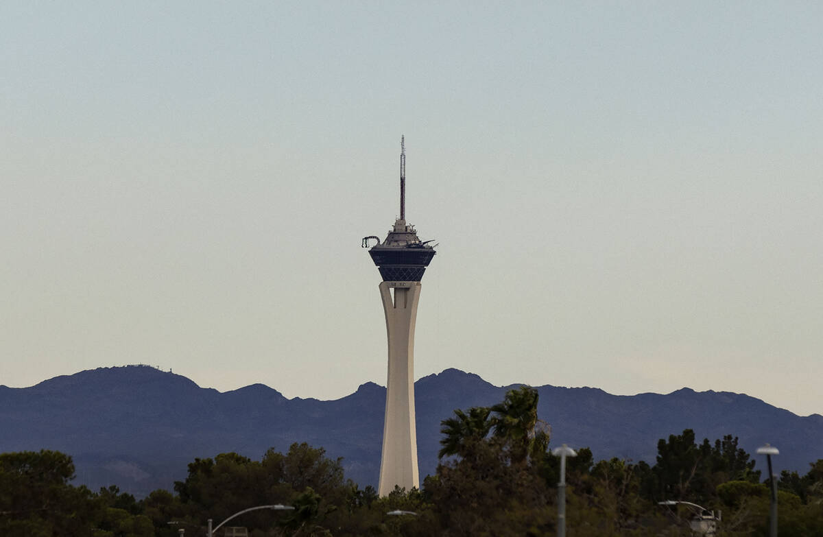 The high in central Las Vegas will be near 75 on Thursday, April 20, 2023, according to the Nat ...