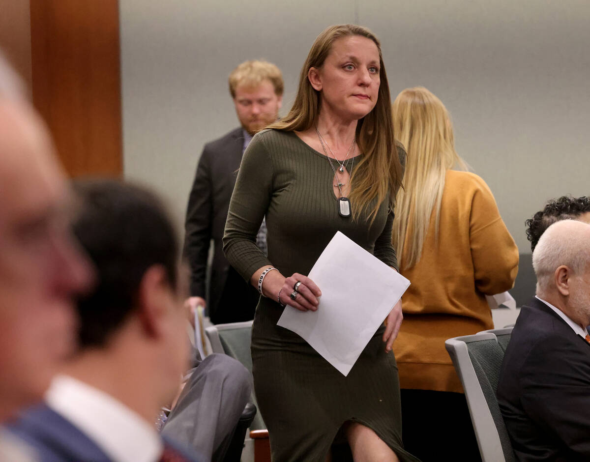 Jennifer Saltzman, wife of Rodney Saltzman, prepares to give her victim impact statement during ...