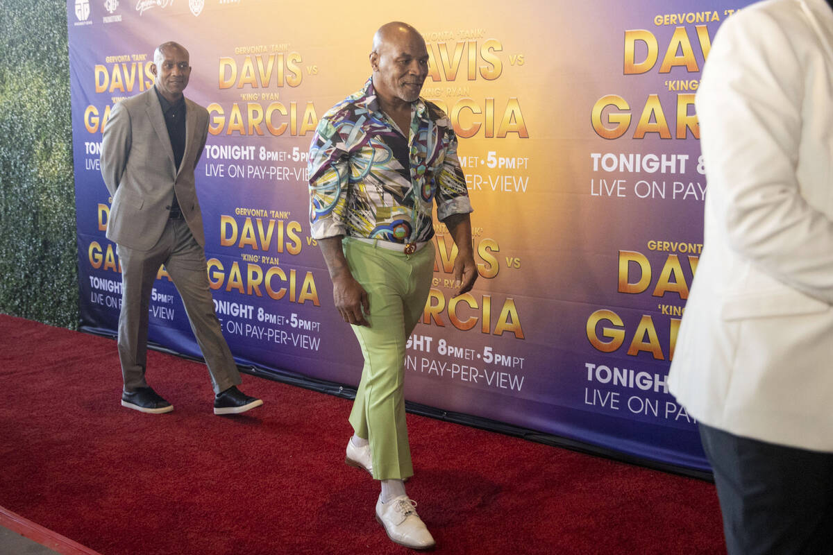 Former professional boxer Mike Tyson walks the red carpet prior to the Ryan Garcia-Gervonta Dav ...