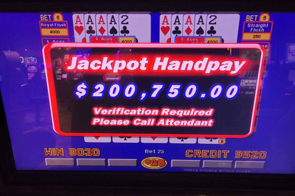 A video poker player landed a $200,750 jackpot Saturday, April 22, 2023, at Caesars Palace in L ...
