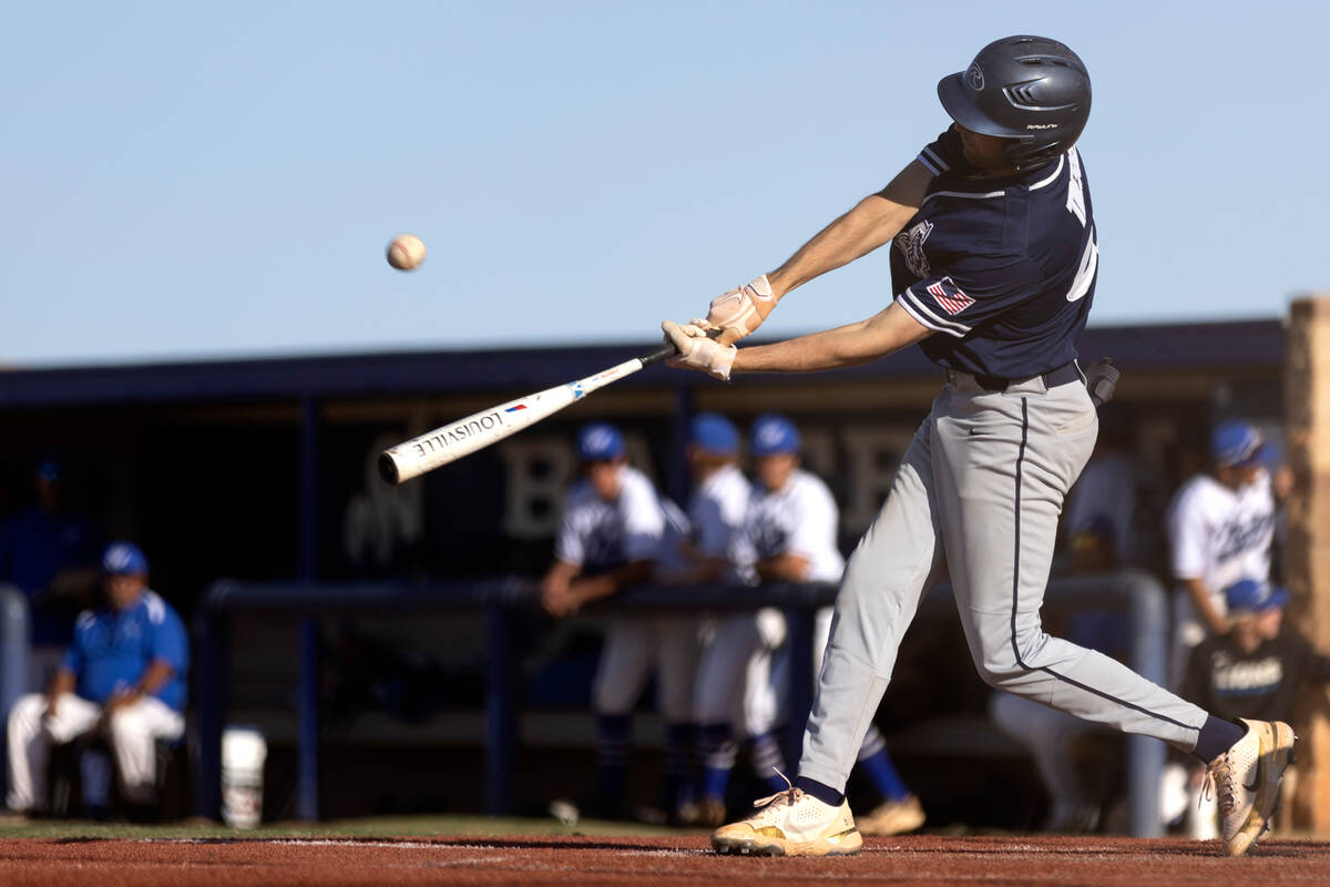 Shadow Ridge outfielder Grayson Tressler bats against Sierra Vista during a Class 4A high schoo ...