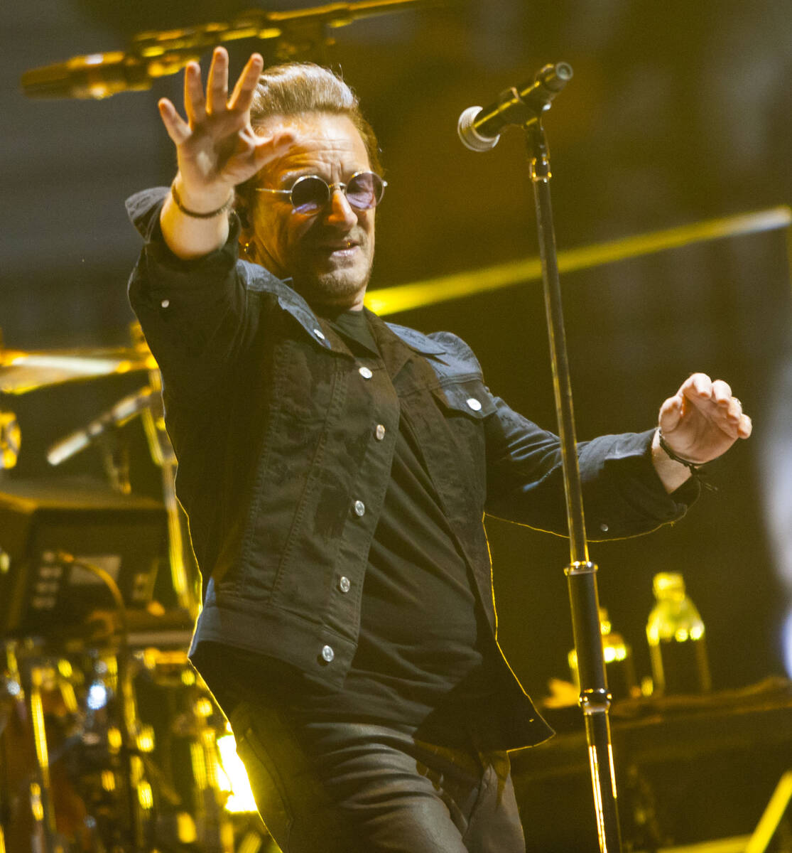 Bono of U2 performs at T-Mobile Arena in Las Vegas on Friday, May 11, 2018. (Chase Stevens/Las ...