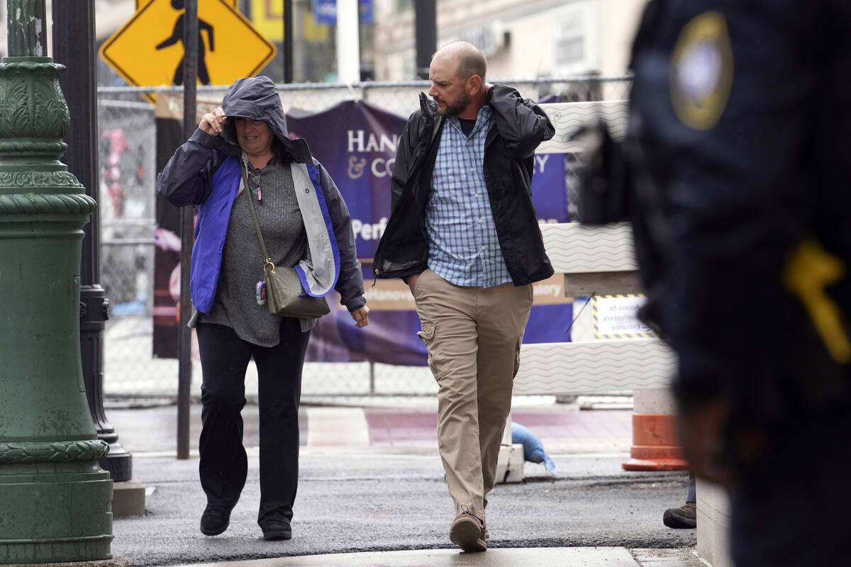 Members of Jack Teixeira's family arrive at federal court, Thursday, April 27, 2023, in Worcest ...