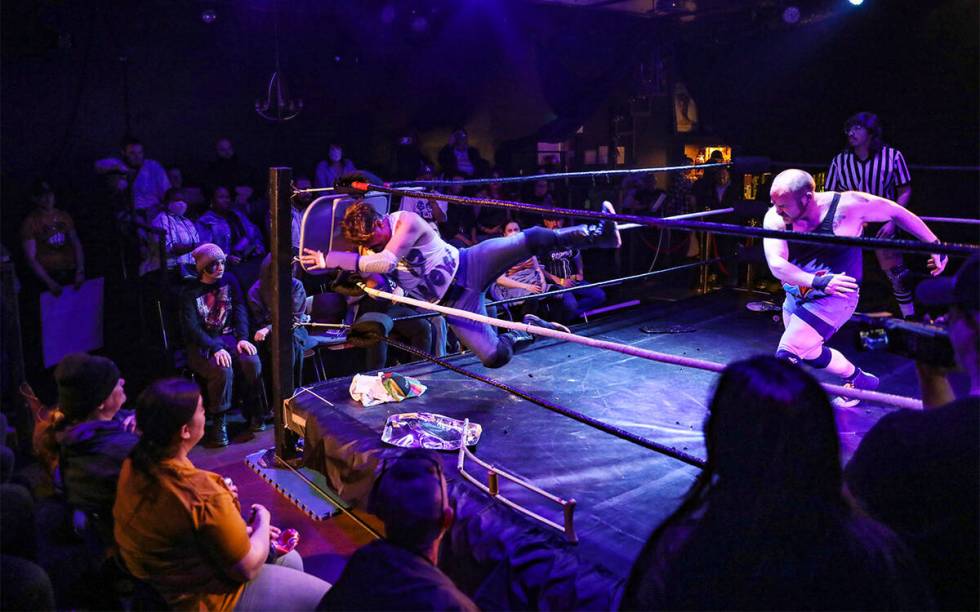 Top Tier Bovi throws Chris Nastyy into the corner of the ring at the Hope to Die show organized ...