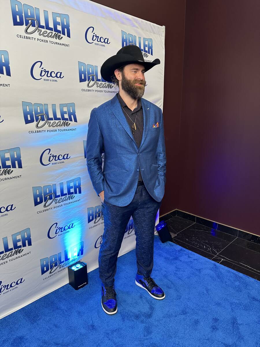 Former Denver Broncos star Evan Mathis is shown on the blue carpet at the Baller Dream Celebrit ...