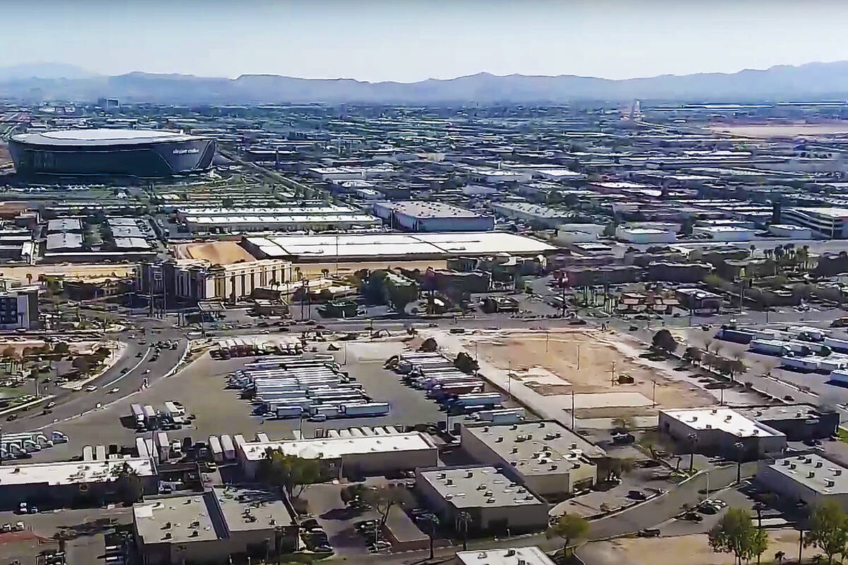 A view of potential A's stadium site, right, where the former Wild Wild West Gambling Hall and ...