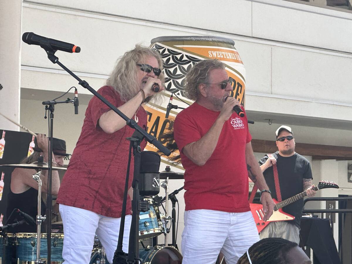 Sammy Hagar is shown with vocalist JC Martinez, aka "Sin City Sammy," at SOAK Pool at the Palms ...