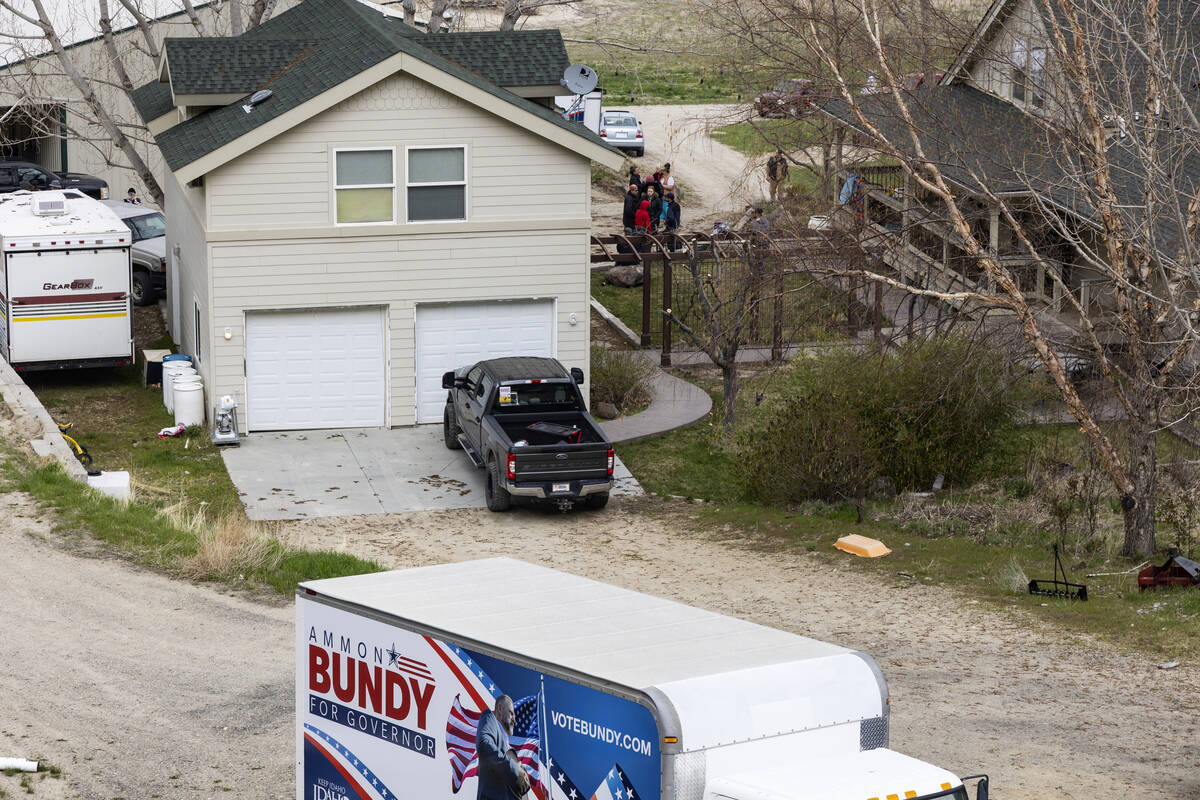 Supporters gather on the property of former Idaho gubernatorial candidate and far-right activis ...