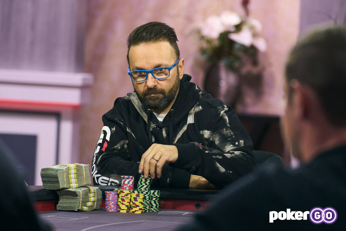 Daniel Negreanu plays on "High Stakes Poker" at the PokerGO studio. (Antonio Abrego/PokerGO)