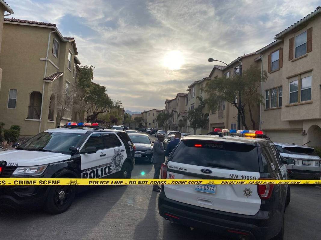 Las Vegas police responded to a shooting in the 8900 block of Jamie Lee Avenue around 4 p.m. Tu ...