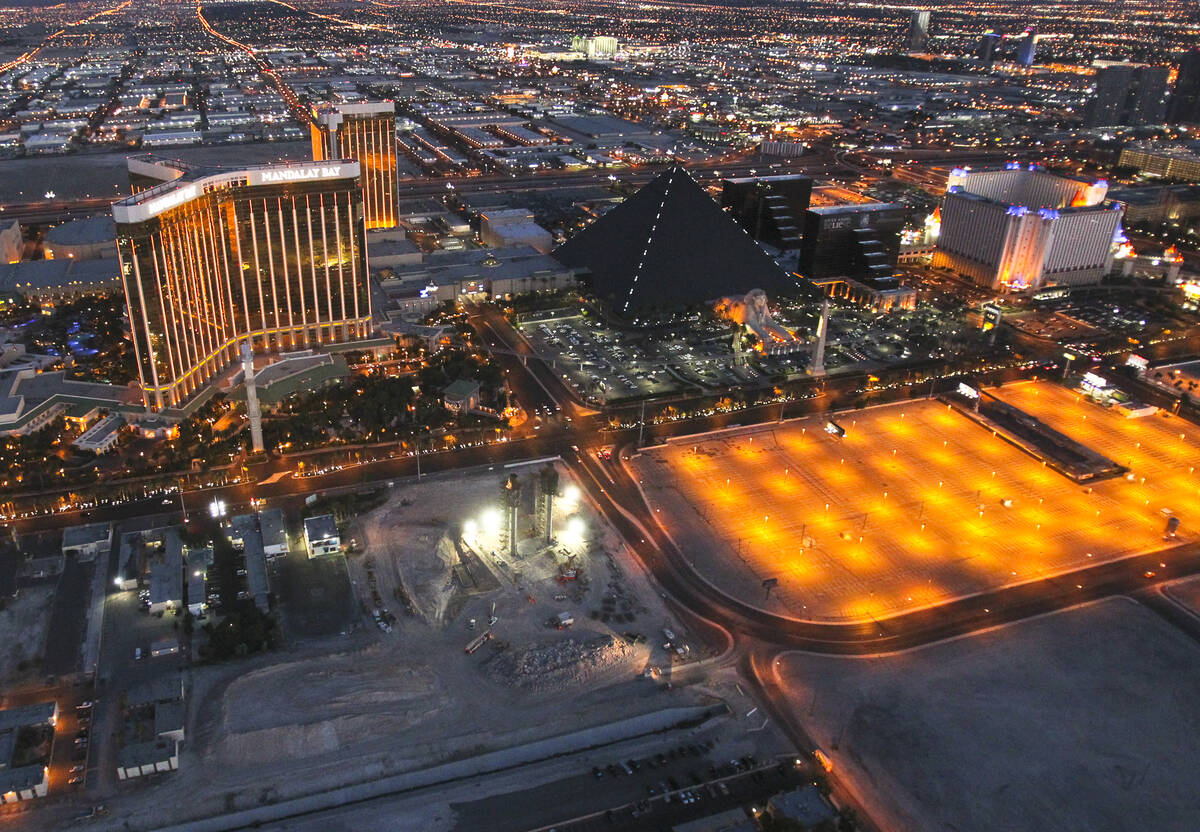 SkyVue observation wheel across from the Mandalay Bay hotel-casino is seen Friday, June 15, 201 ...