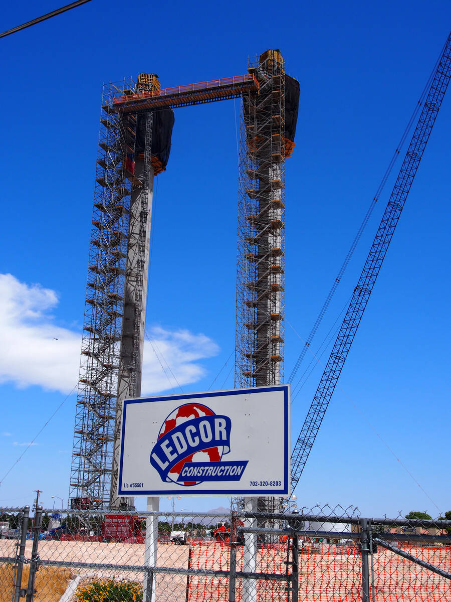 Work appears to have been stopped, Monday, Aug. 20, 2012, on the pylons which will support the ...