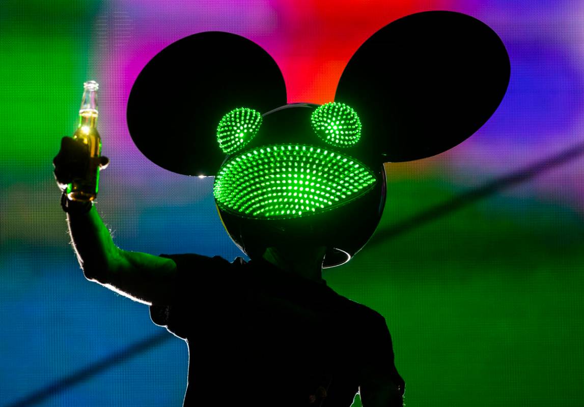 Deadmau5 performs for a crowd of over 10,000 people at a show hosted by Insomniac at The Downto ...