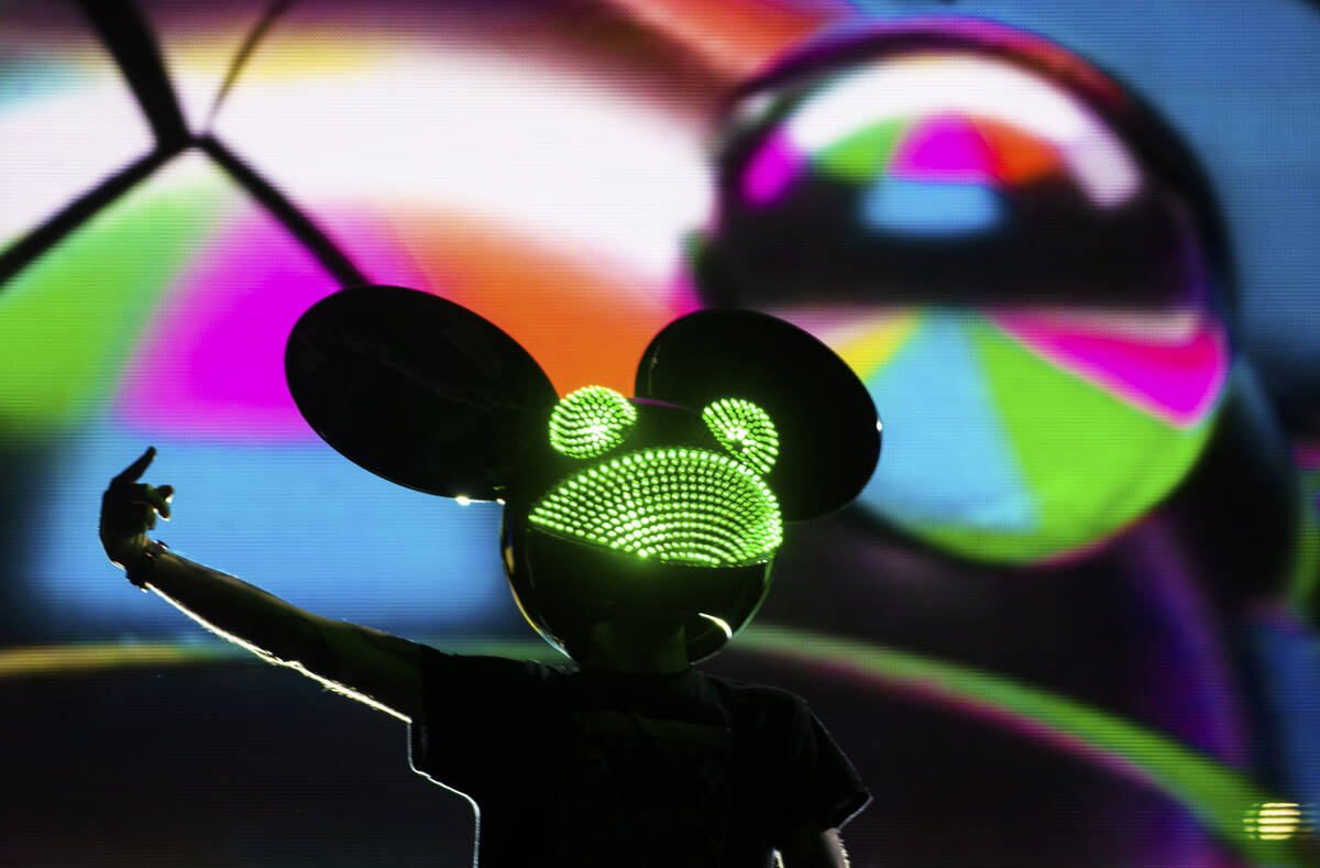 Deadmau5 performs for a crowd of over 10,000 people at a show hosted by Insomniac at The Downto ...