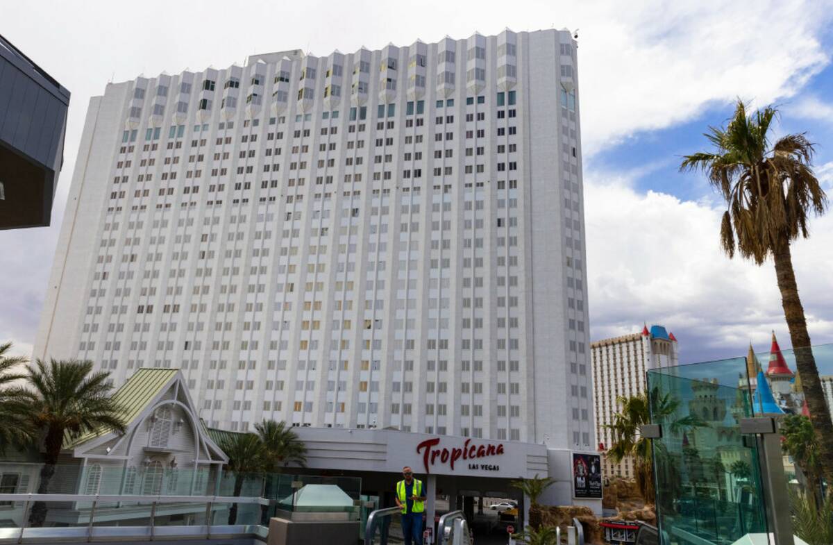 The Tropicana hotel-casino site, seen on Tuesday, May 16, 2023, in Las Vegas. (Bizuayehu Tesfay ...