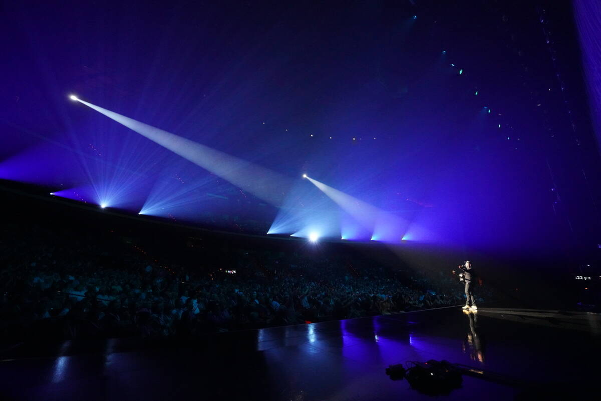 Garth Brooks is shown in his "Garth Brooks/Plus One" opener at the Colosseum at Caesars Palace ...