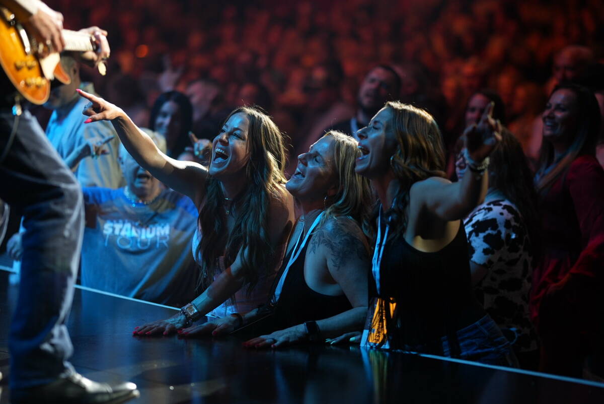 Garth Brooks is shown in his "Garth Brooks/Plus One" opener at the Colosseum at Caesars Palace ...