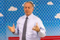 Gov. Joe Lombardo speaks at Mountain View Christian School in May 2023 in Las Vegas. (Bizuayehu ...