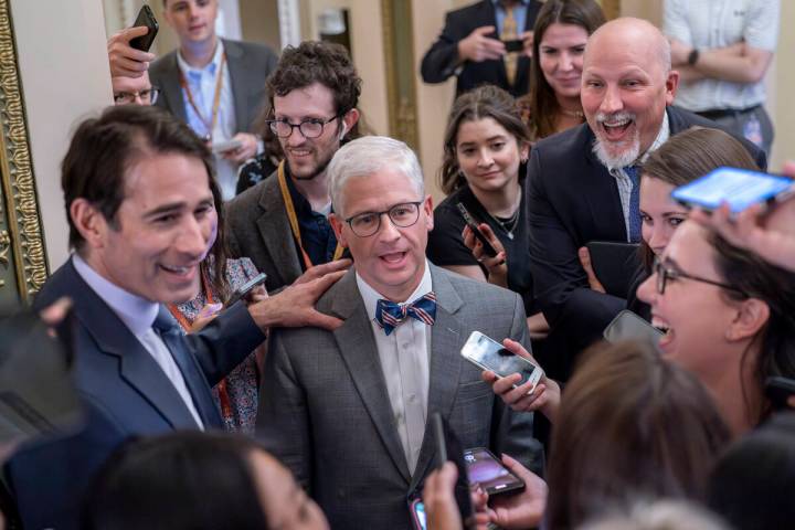 FILE - Top Republican debt crisis mediators Rep. Garret Graves, R-La., left, and Rep. Patrick M ...